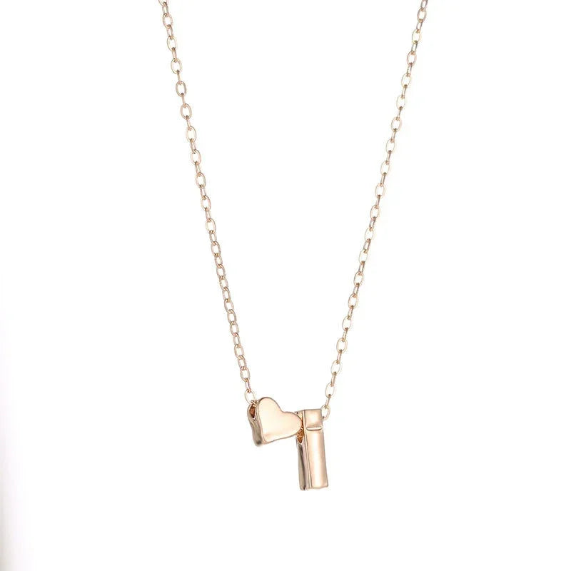 Tiny Heart Initial Necklace – Dainty Gold or Silver Letter Choker for Women | Personalized Name Pendant Gift