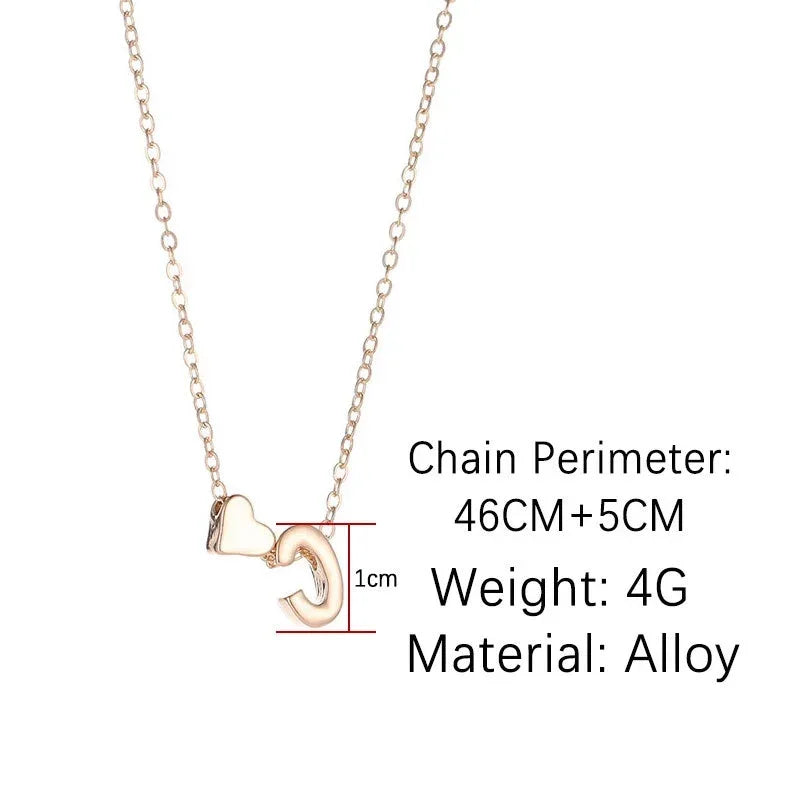 Tiny Heart Initial Necklace – Dainty Gold or Silver Letter Choker for Women | Personalized Name Pendant Gift