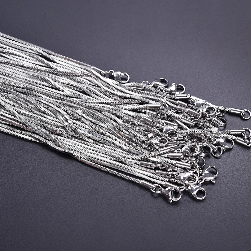 Stainless Steel Snake Chain Necklace – 45/50/60/70cm Vintage Unisex Jewelry for Men & Women