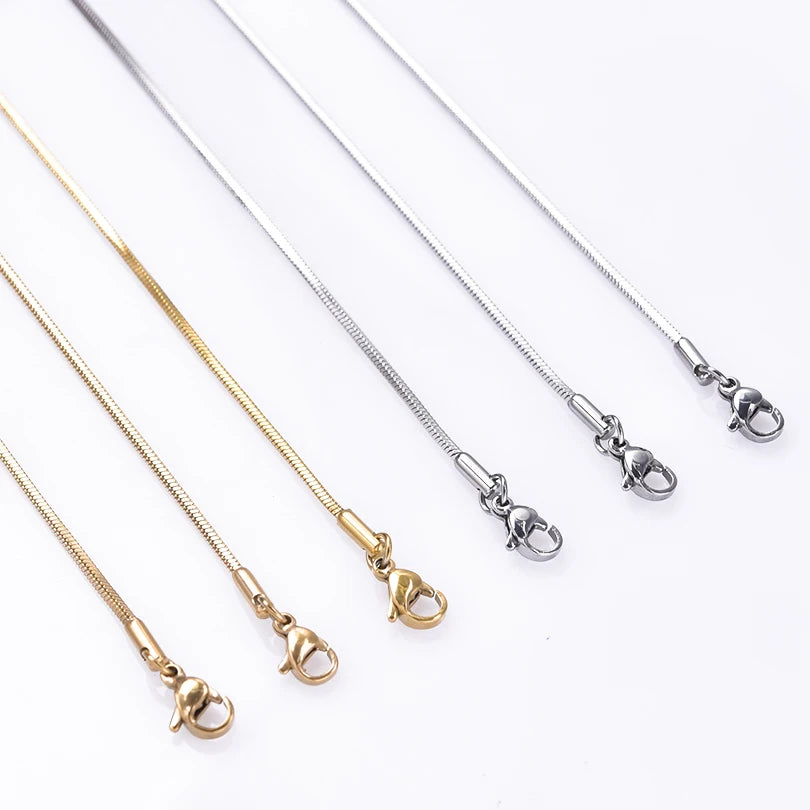 Stainless Steel Snake Chain Necklace – 45/50/60/70cm Vintage Unisex Jewelry for Men & Women