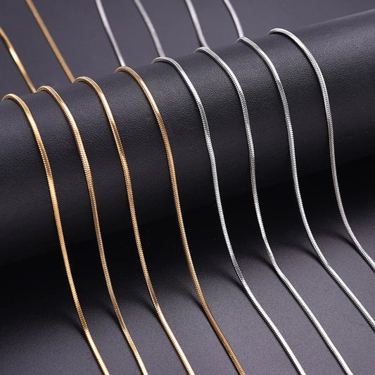 Stainless Steel Snake Chain Necklace – 45/50/60/70cm Vintage Unisex Jewelry for Men & Women